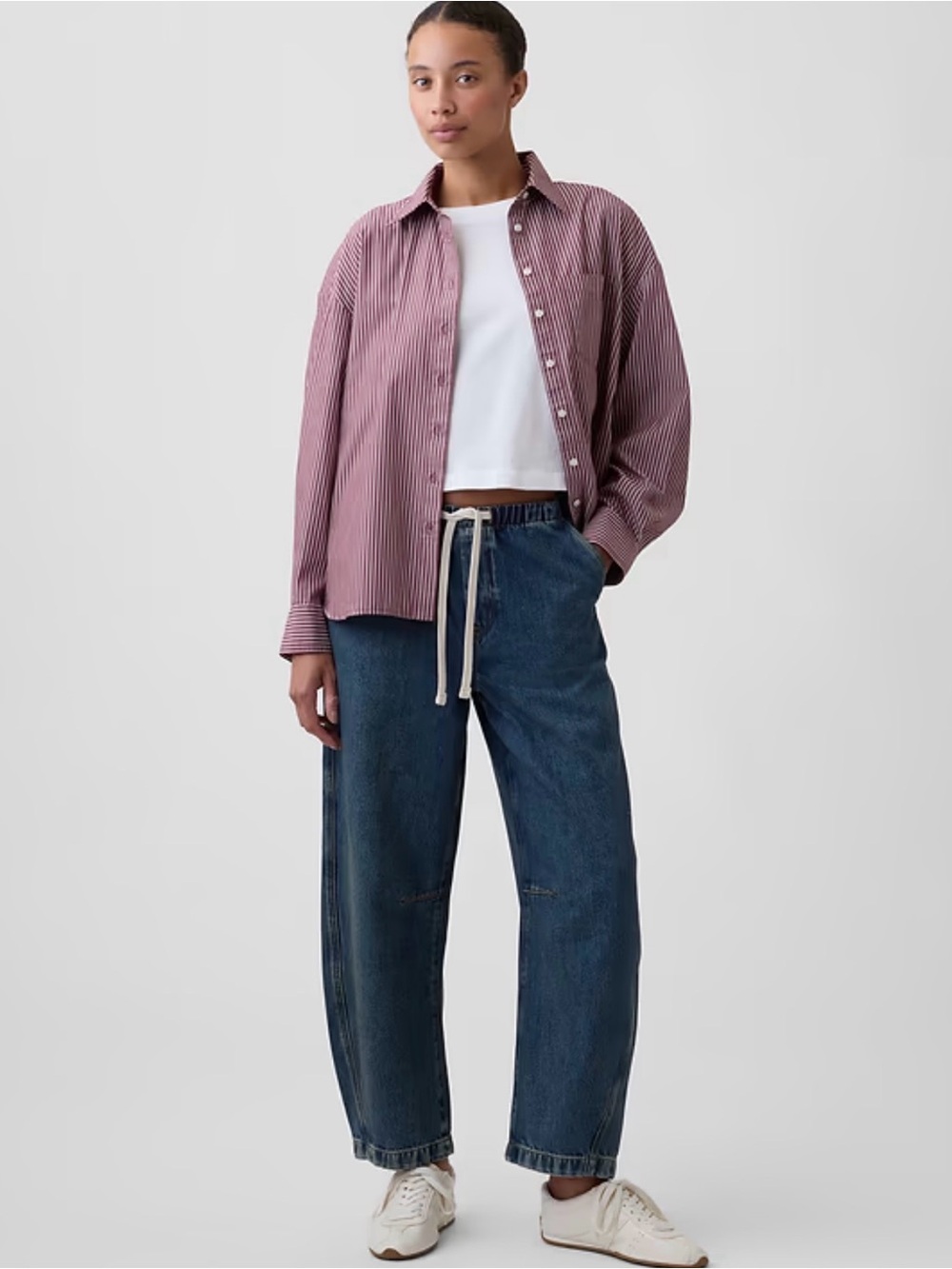 GAP Barrel Jeans Pull On Drawstring Waistband S